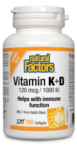 Natural Factors - Vitamin K & D - 180 SG BONUS Size
