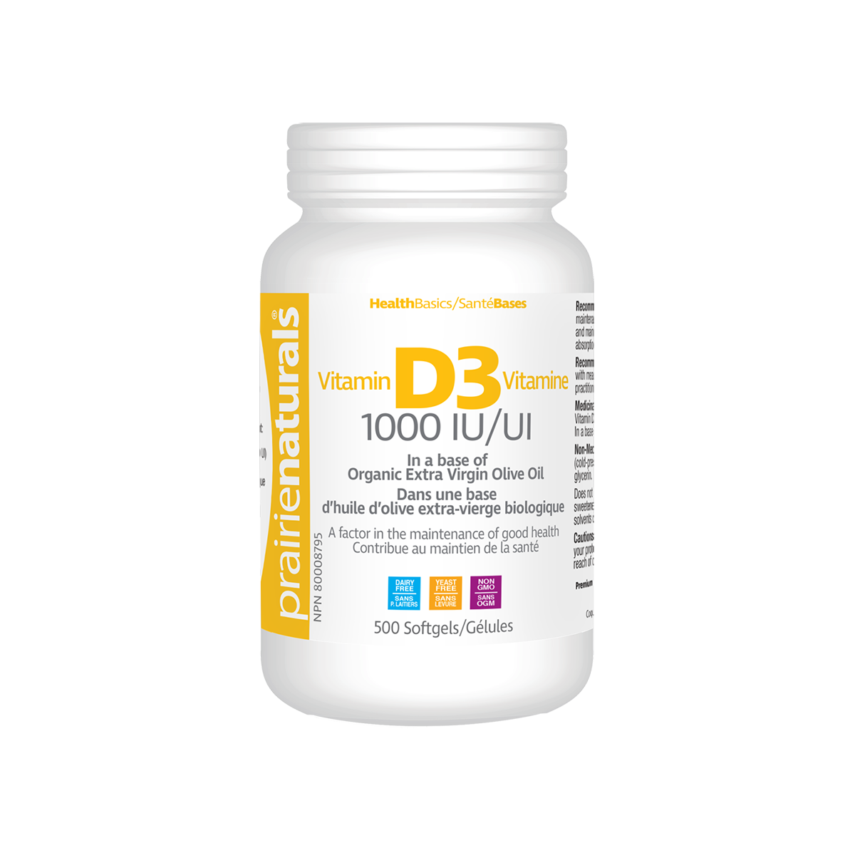 Prairie Naturals - Vitamin D3  1000 IU - 500 SG