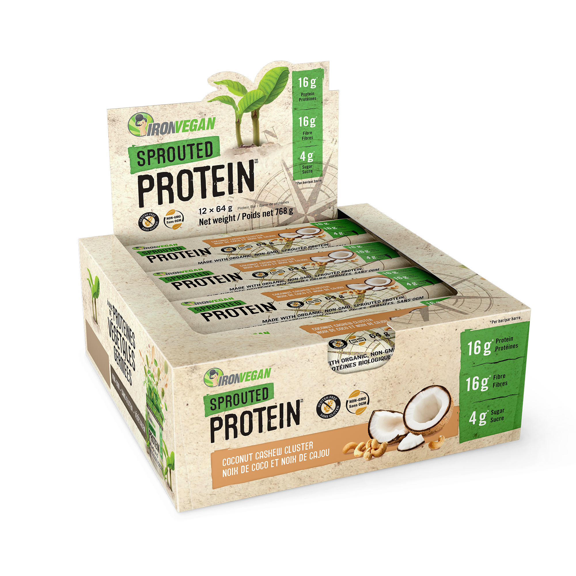 Iron Vegan - Protein Bar - Coconut Cashew Cluster - Box of 12