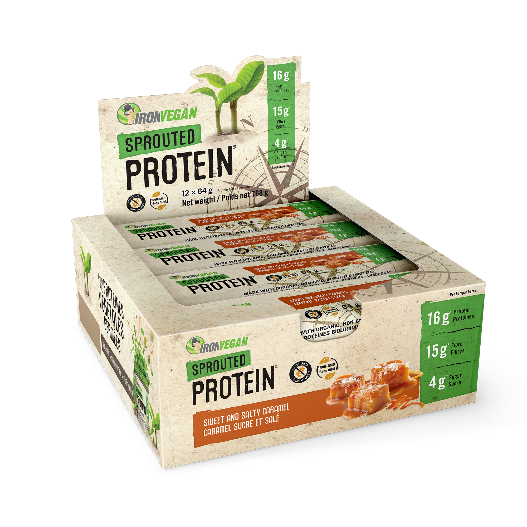 Iron Vegan - Protein Bar - Sweet & Salty Caramel - Box of 12