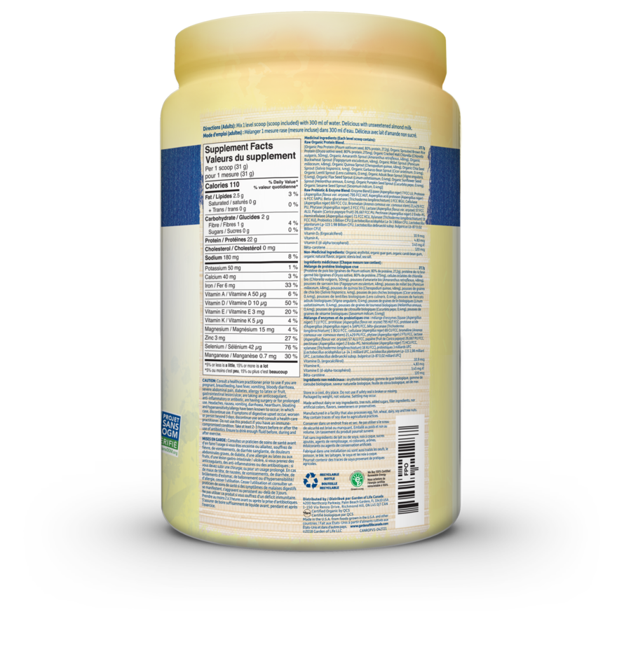 Garden of Life - Raw Organic Protein - Vanilla - 624g