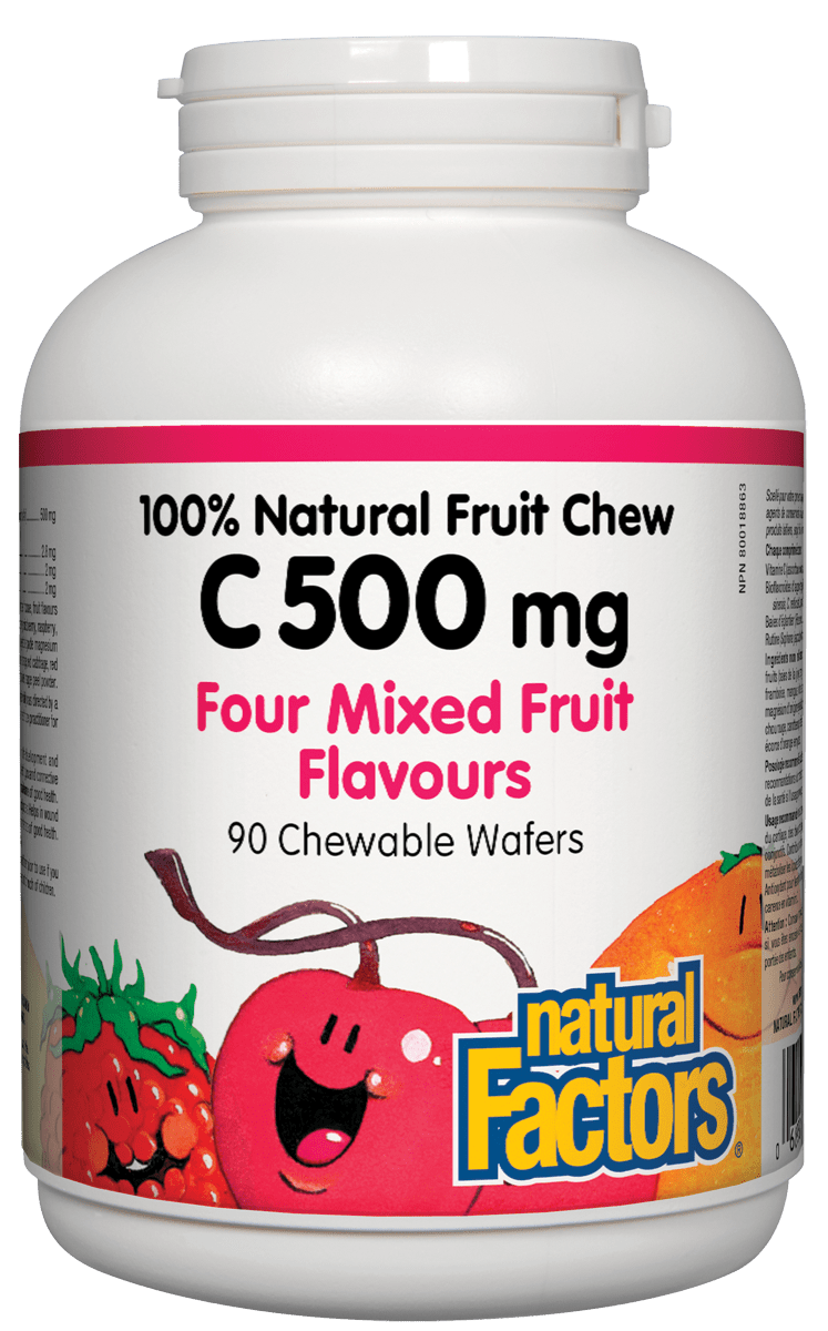 Natural Factors - Vitamin C 500 mg - Four Mixed Fruit - 90 Chewable