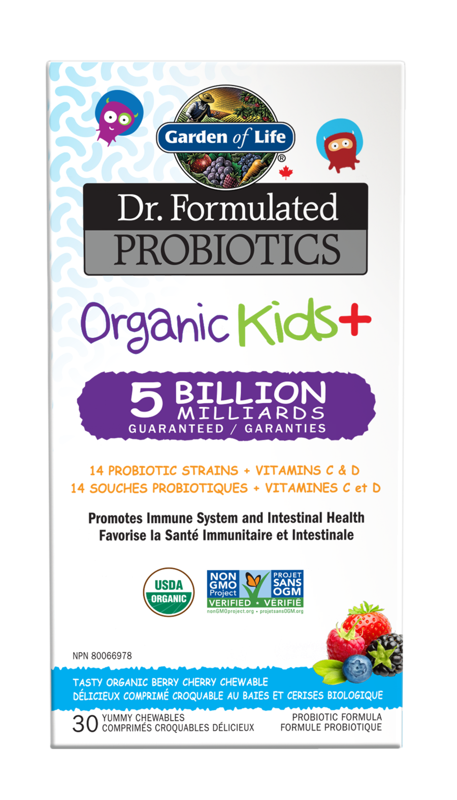 Garden of Life - Dr. Formulated Probiotics - Organic Kids+ 5 Billion - Berry Cherry - 30 Chewable
