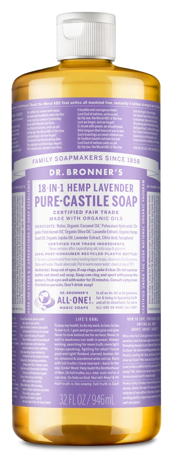 Dr. Bronner's - Pure Castile Liquid Soap - Lavender - 946mL