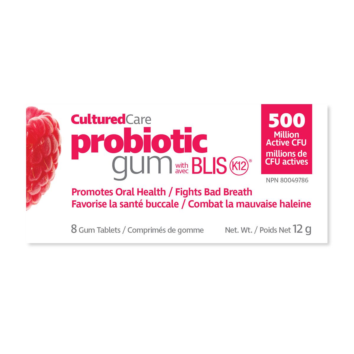 Prairie Naturals - Cultured Care Probiotic Gum - Raspberry Pomegranate - Single