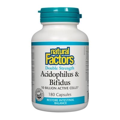 Natural Factors - Double Strength Acidophilus & Bifidus 10 Billion - 180 Caps