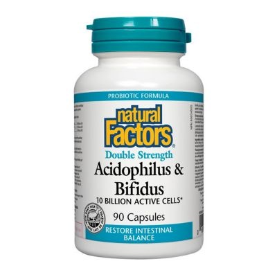 Natural Factors - Double Strength Acidophilus & Bifidus 10 Billion - 90 Caps