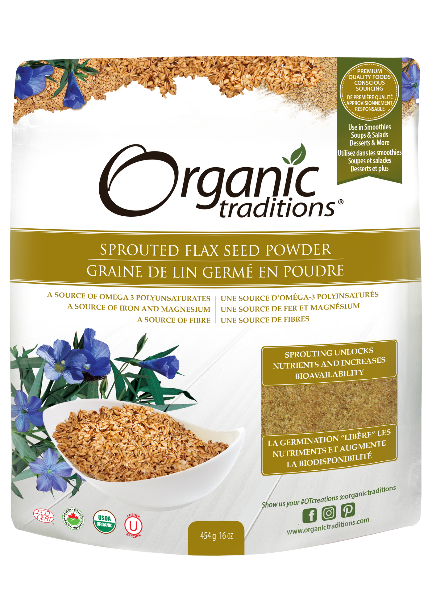 Organic Traditions - Flax Powder - Sprouted - 454g