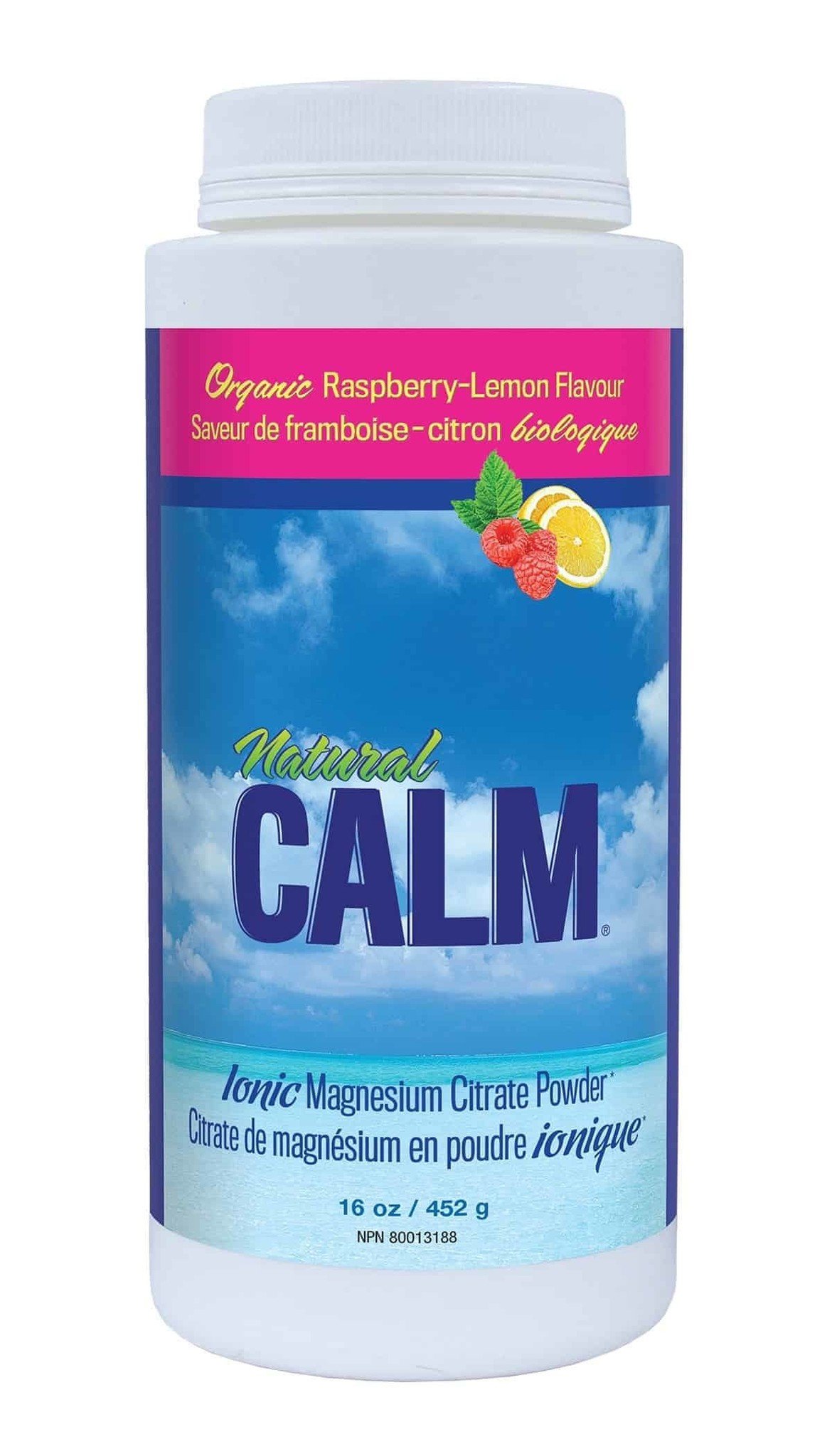 Natural Calm - Magnesium Citrate Powder - Raspberry Lemon - 16oz