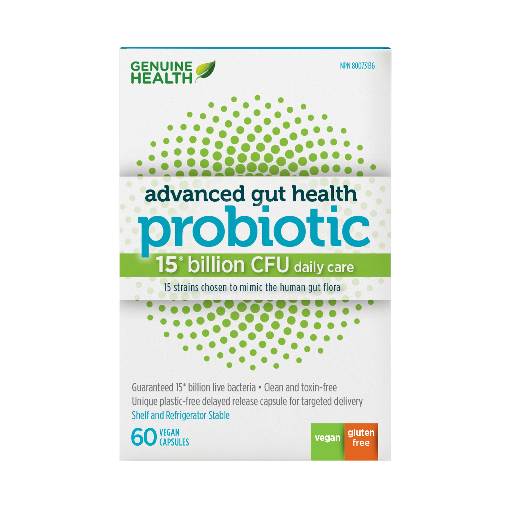 Genuine Health - Advanced Gut Health Probiotic - 15 Billion - 60 V-Caps