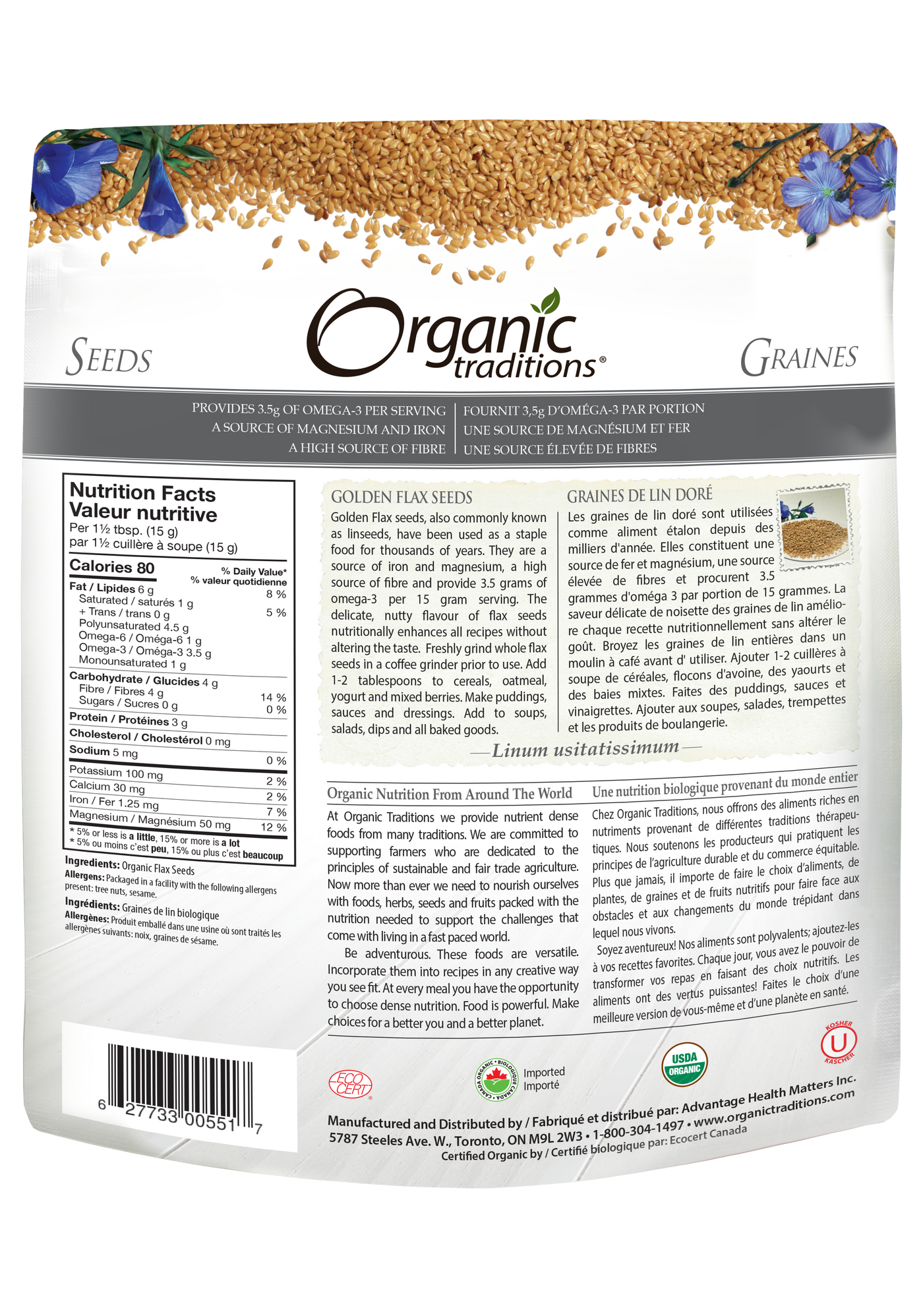 Organic Traditions - Golden Flax Seeds - 454g