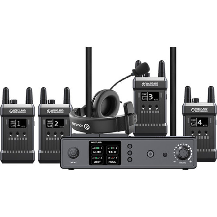 Hollyland Mars T1000 Full-Duplex Intercom System with Four Beltpack Transceivers