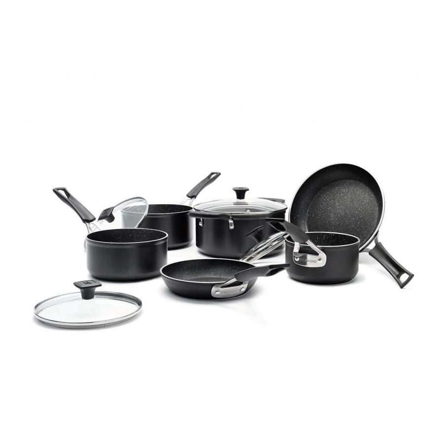 Batterie de cuisine en aluminium forgé 10 pièces,  antiadhésif "The Rock" *BO (05/10) - Photo 0