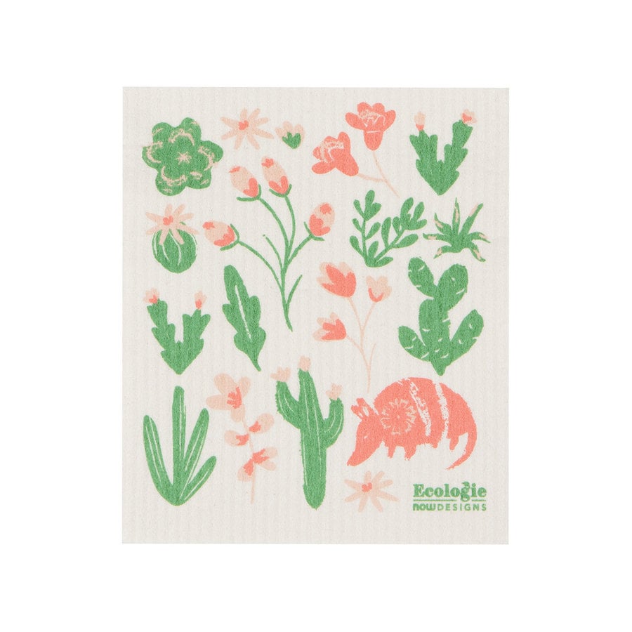 Chiffon éponge solide, imprimé fleurs et cactus - Photo 0