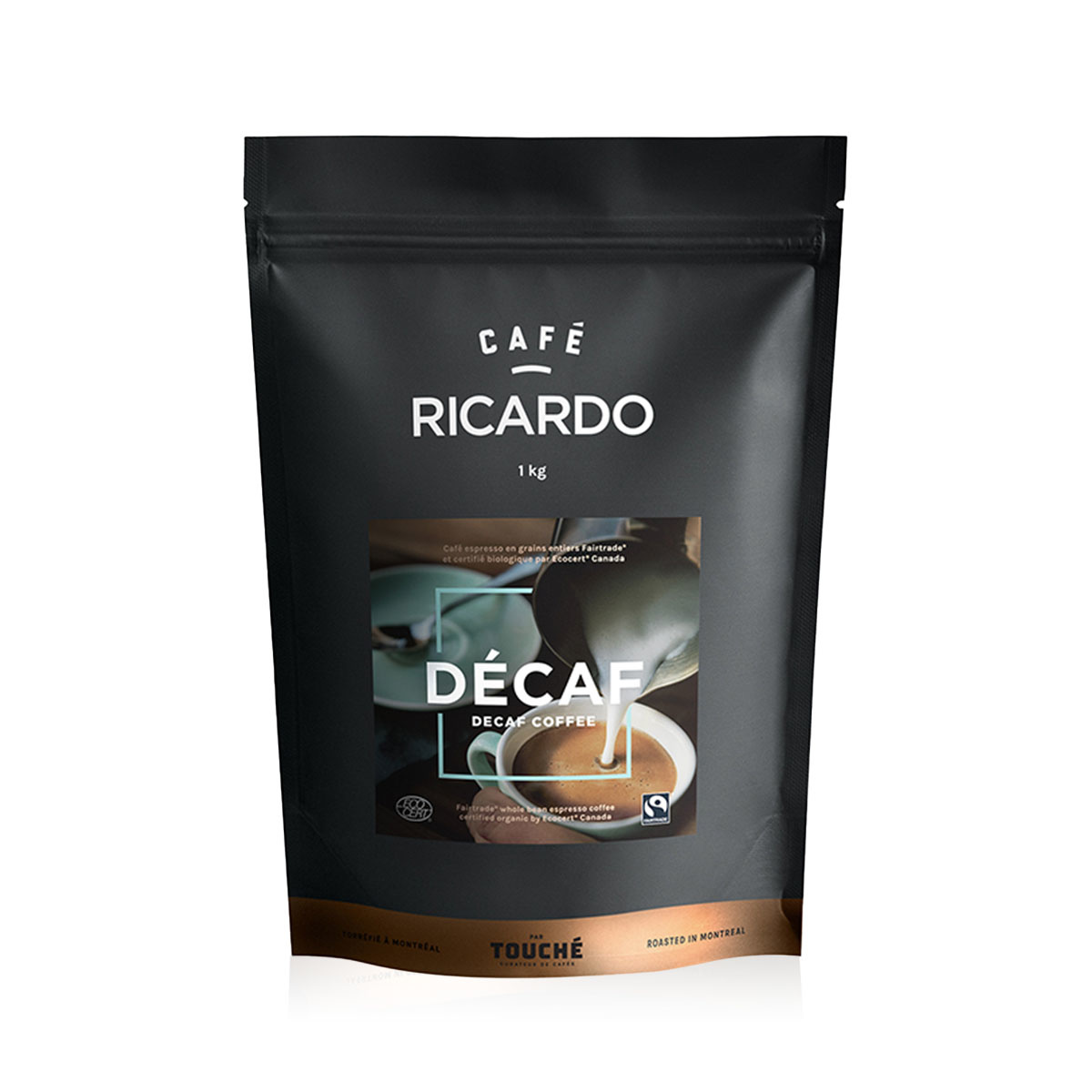 Sac de café décaféiné en grain RICARDO de 1 kg