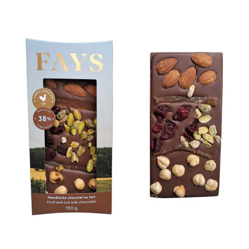 Fays fruit and nut milk chocolate bar