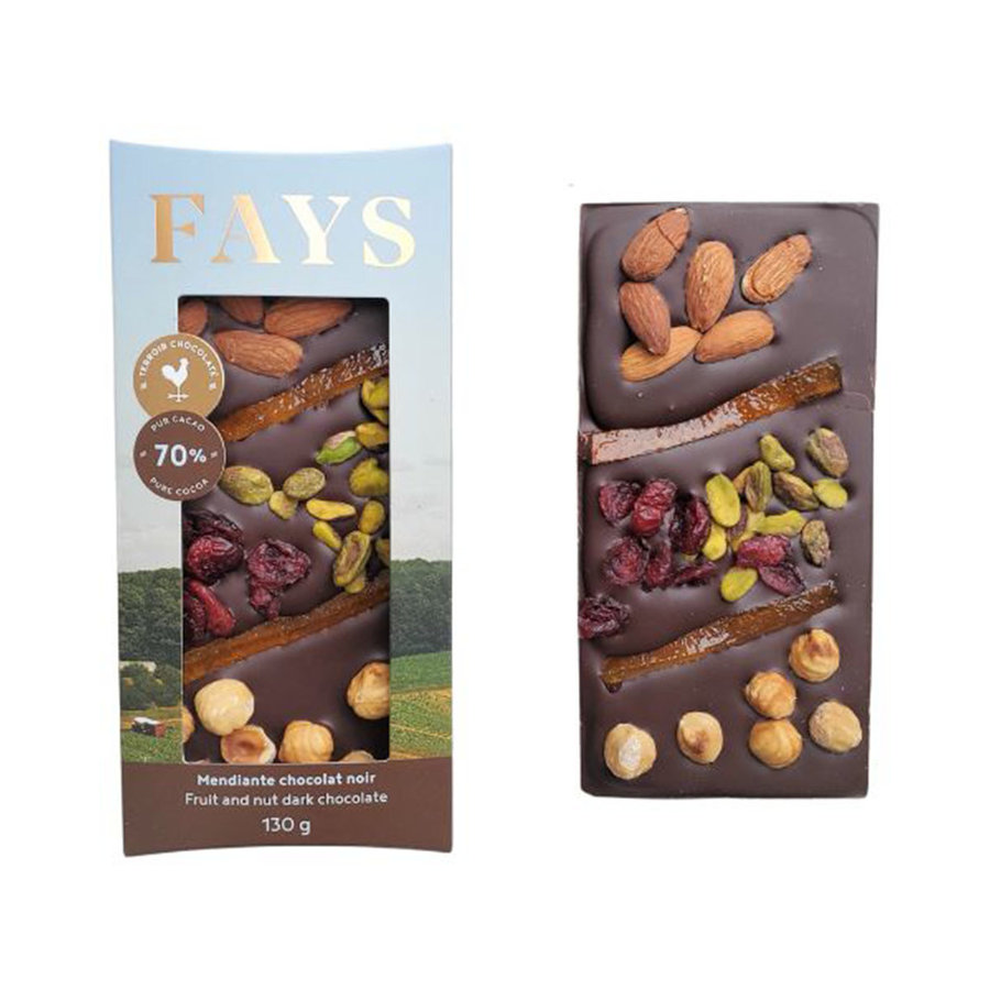 Tablette mendiant au chocolat noir Fays - Photo 0