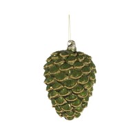Ornement de Noël en verre Pomme de pin verte