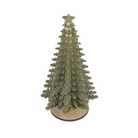Sapin vert en feutre avec base en bois