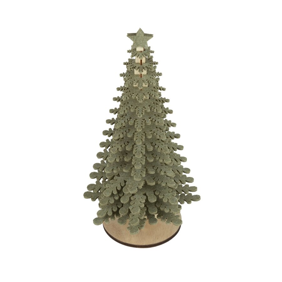 Green Felt Christmas Tree with a Wooden Base - Photo 0