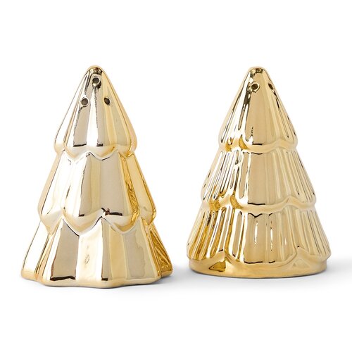 Gold Fir Tree Salt and Pepper Shaker Set