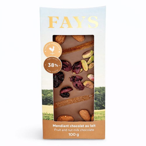Tablette mendiante chocolat au lait 38%