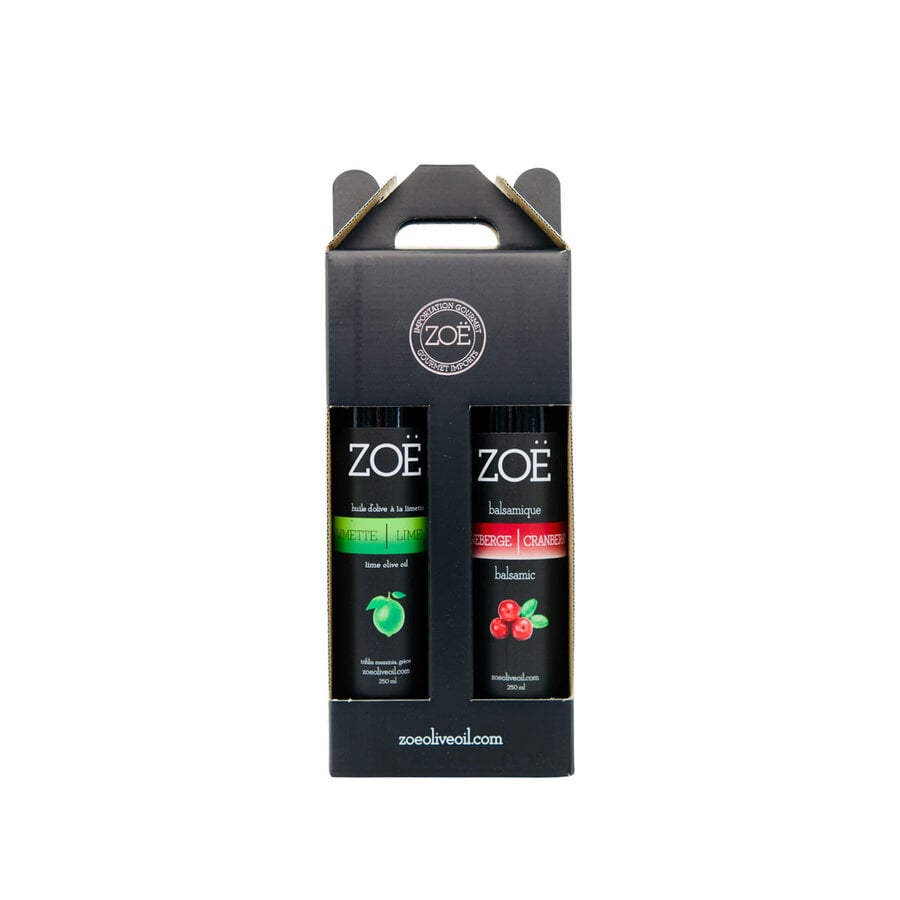 Coffret duo huile lime + vinaigre balsamique canneberge (2 x 250ml) ZOË - Photo 0