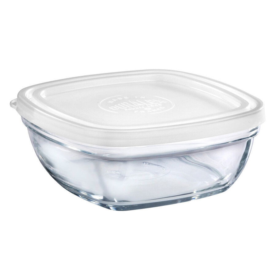 Duralex glass square bowl with lid - Photo 0