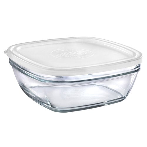 Bol carré en verre avec couvercle 23cm