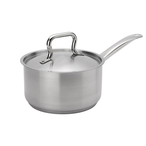 Stainless steel saucepan with lid