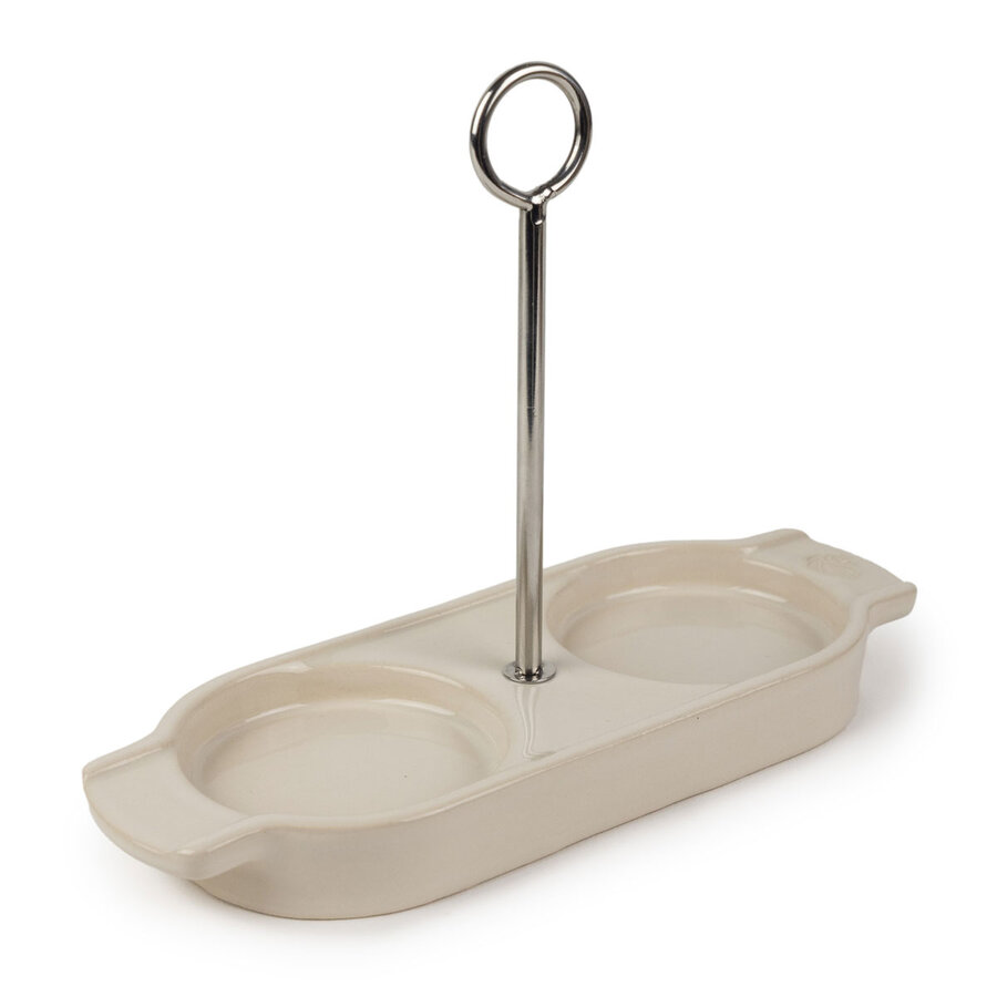 Ecru ceramic Linea tray for salt and pepper shakers - Photo 0
