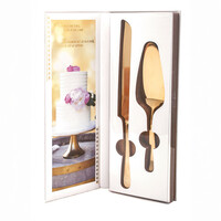 Gold finished cake server set