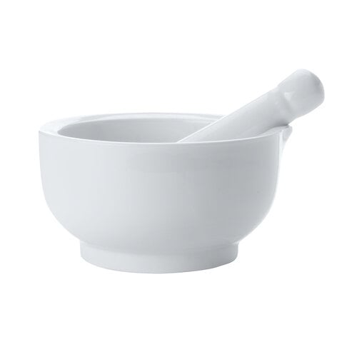 White mortar and pestle