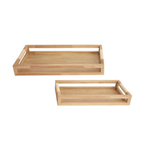 Wooden tray with handle