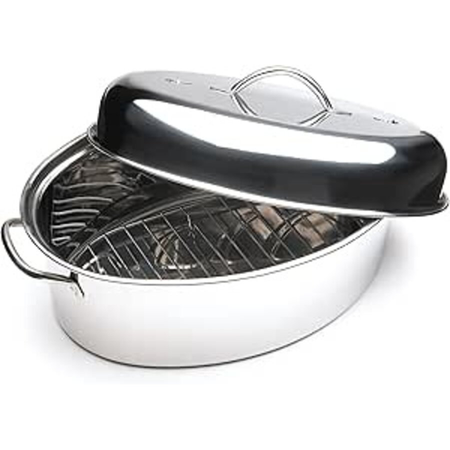 Stainless steel roasting pan set with lid and rack - Photo 0