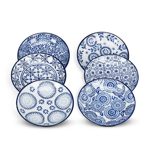 Shallow Bowl Indigo Blue and White