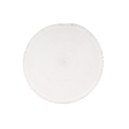 Round White Fringed Placemat Malta