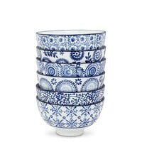 Bol à riz Indigo bleu et blanc