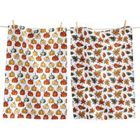 Linge à vaisselle Citrouilles et Feuilles, ensemble de 2
