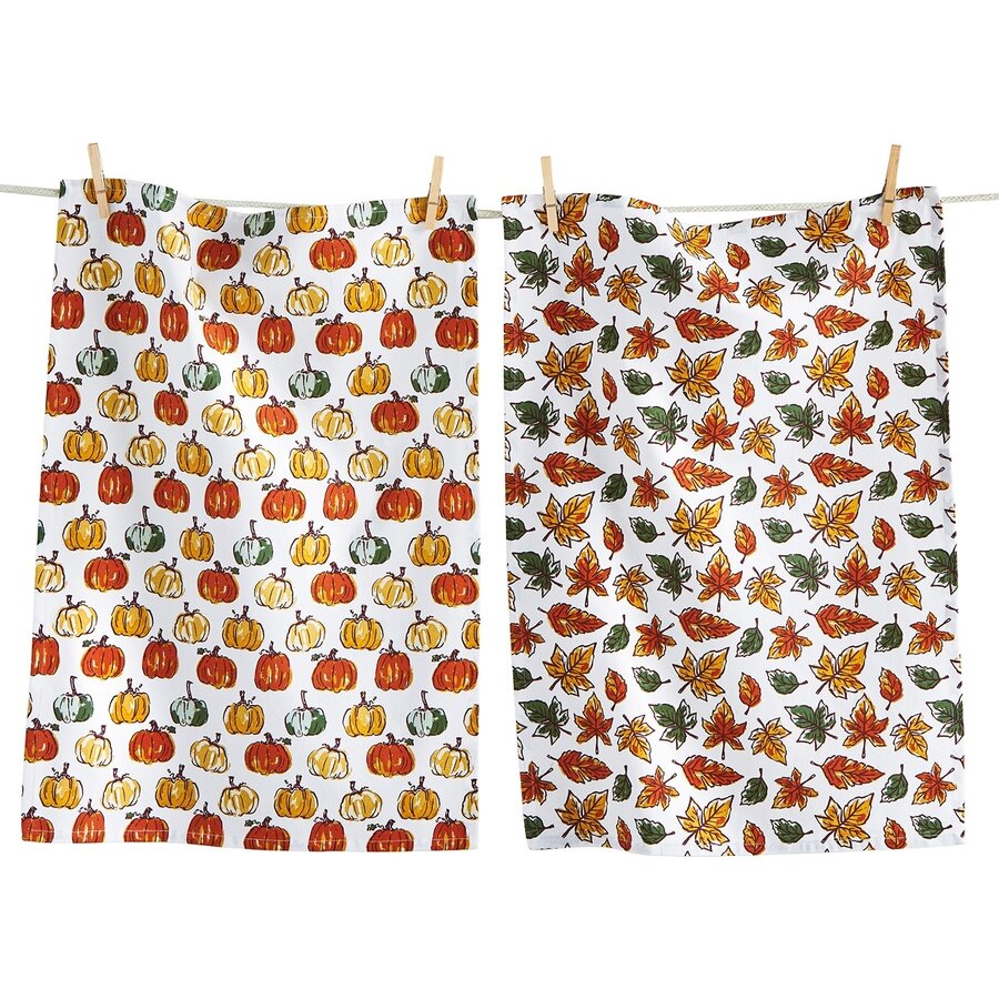 Linge à vaisselle Citrouilles et Feuilles, ensemble de 2 - Photo 0