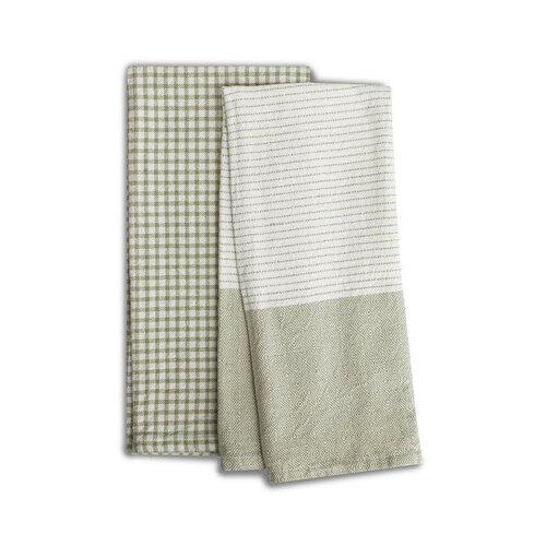 Thyme Green Flat Weave Kitchen Towel Set of 2