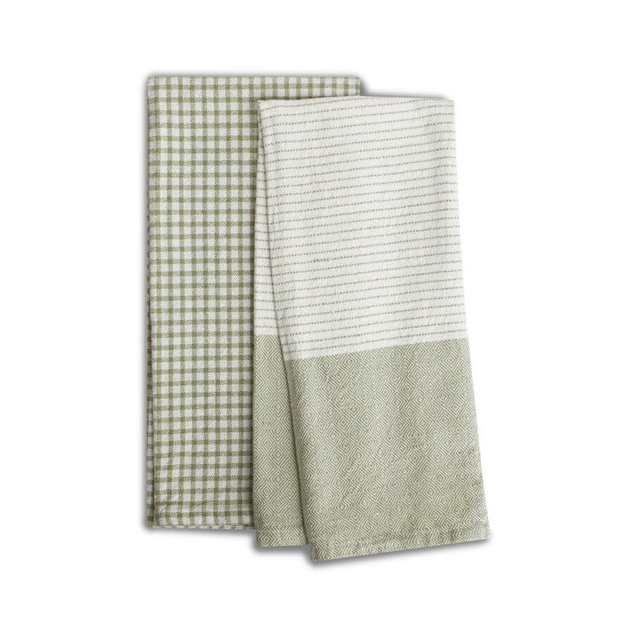 Thyme Green Flat Weave Kitchen Towel Set of 2 - Photo 0