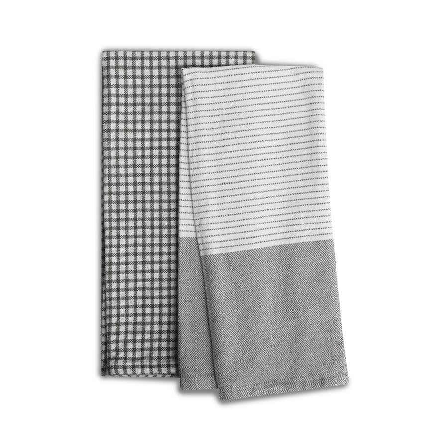 Steel Gray Flat Weave Kitchen Towels Set of 2 - Photo 0