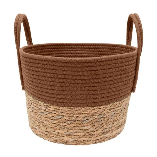 Small Rope and Seagrass Basket 30 cm Cedar