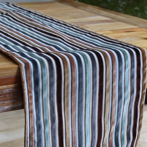 90-inch Striped Velvet Table Runner