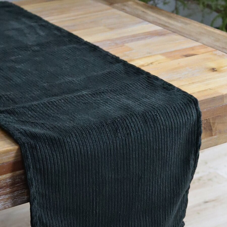 Dark Green Corduroy Table Runner 90 Inches - Photo 0