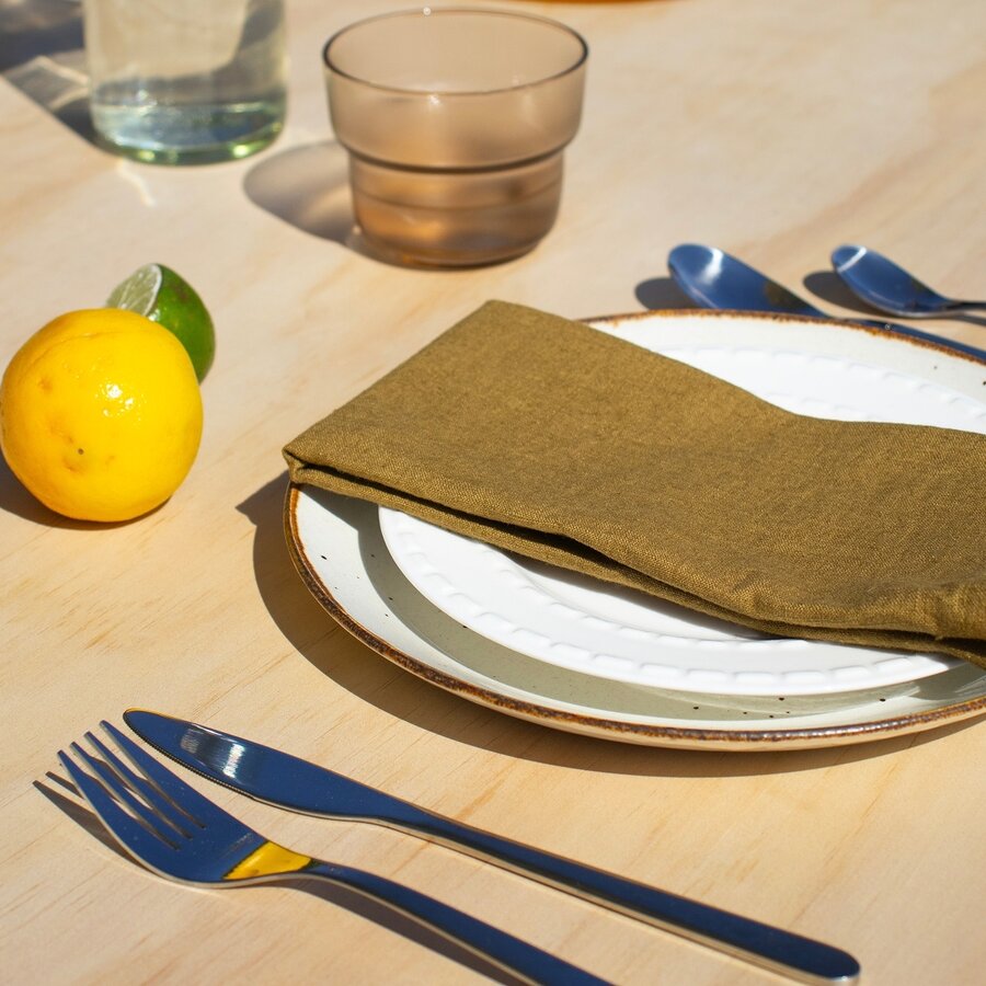 Ochre Linen-Look Napkins Set of 2 - Photo 1