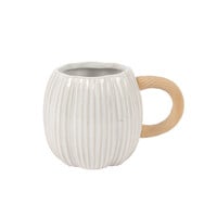 Tasse en forme de citrouille en grès blanc