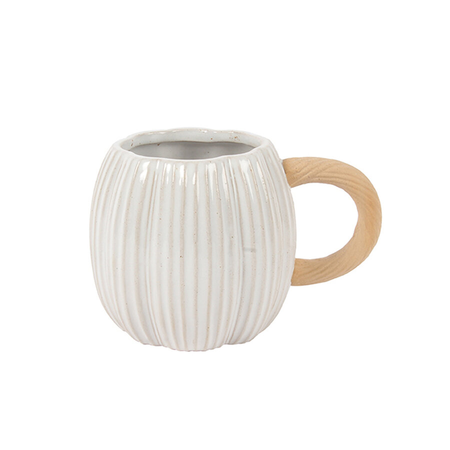 Pumpkin-Shaped White Stoneware Mug - Photo 0
