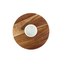 Acacia Lazy Susan with Ceramic Dish